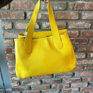 Yellow Leather Tote Bag